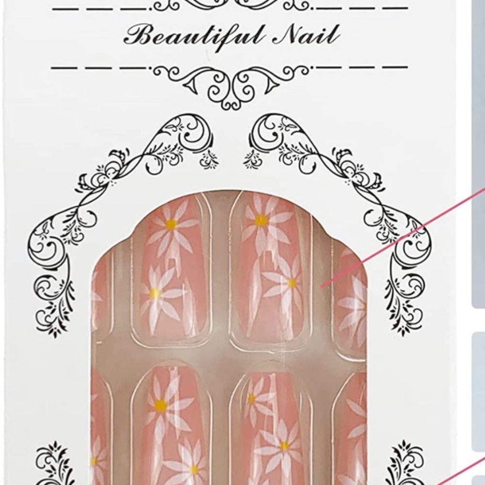 24 pcs medium length daisy flower printed press on nail - Picture 4 of 4